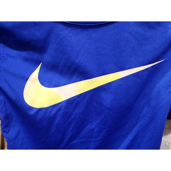 Nike T Shirt Youth Boys Med Dri Fit Blue Swoosh Logo Graphic Performance Active - Picture 2 of 6